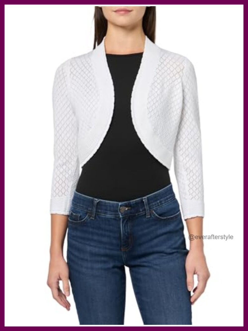 3/4 Sleeve Cropped Knit Cardigan Open Front Bolero Layering